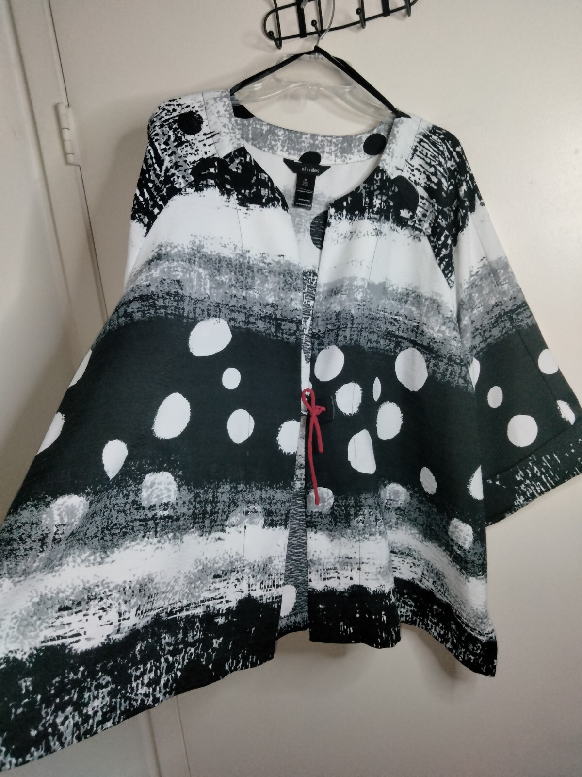 Ali Miles Size 3X Multicolor Polka Dot Wide Cuff Sleeves Button Closure Jacket