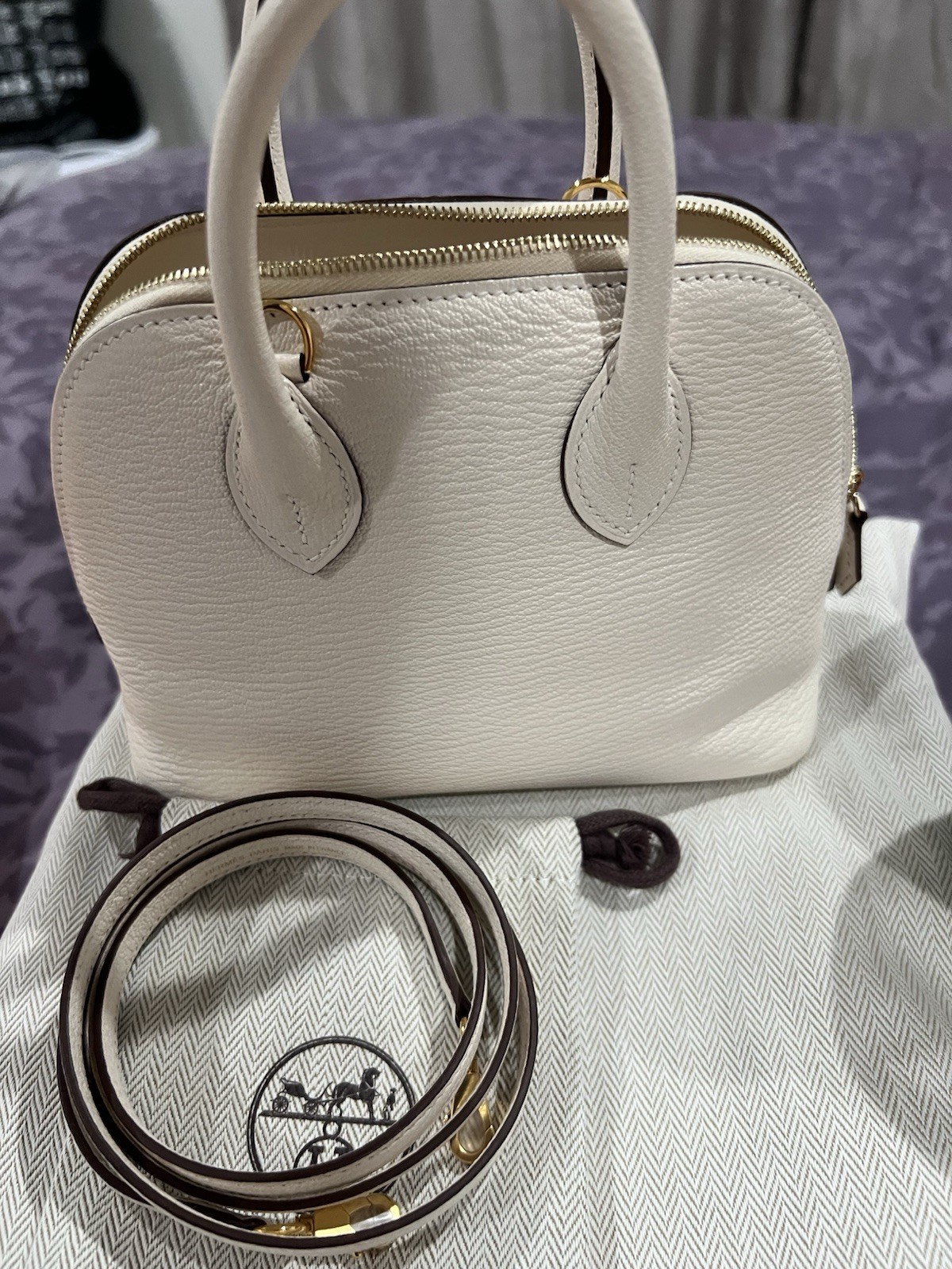 Hermes Mini Bolide Chèvre Nata GHW New Full Set