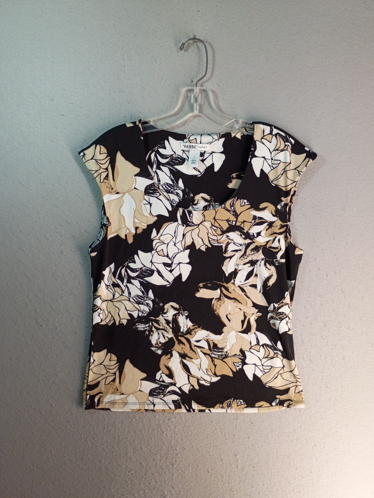 White House Black Market WHBM Floral Tank Top Matte Jersey Womens Large