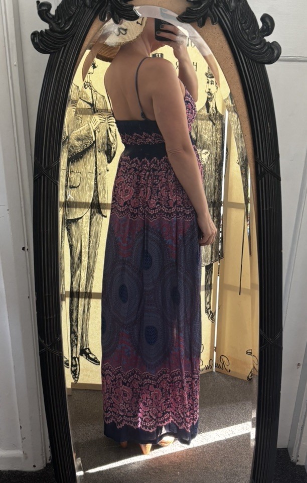 Made In Thailand spaghetti strap low neck rayon maxi dress Size S