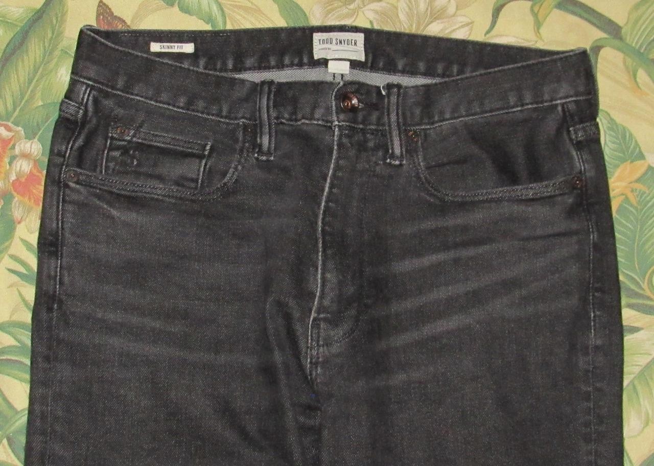 TODD SNYDER Black Skinny Fit Stretch 5 Pocket Denim Jeans 31 x 30
