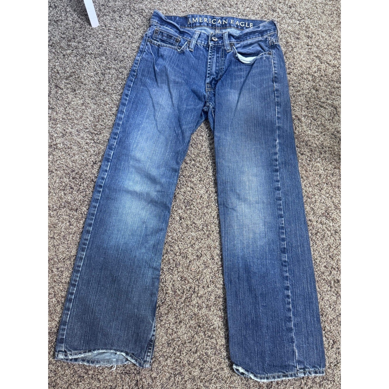 American Eagle Low Rise Bootcut Jeans Medium Wash Y2K Grunge 26×27