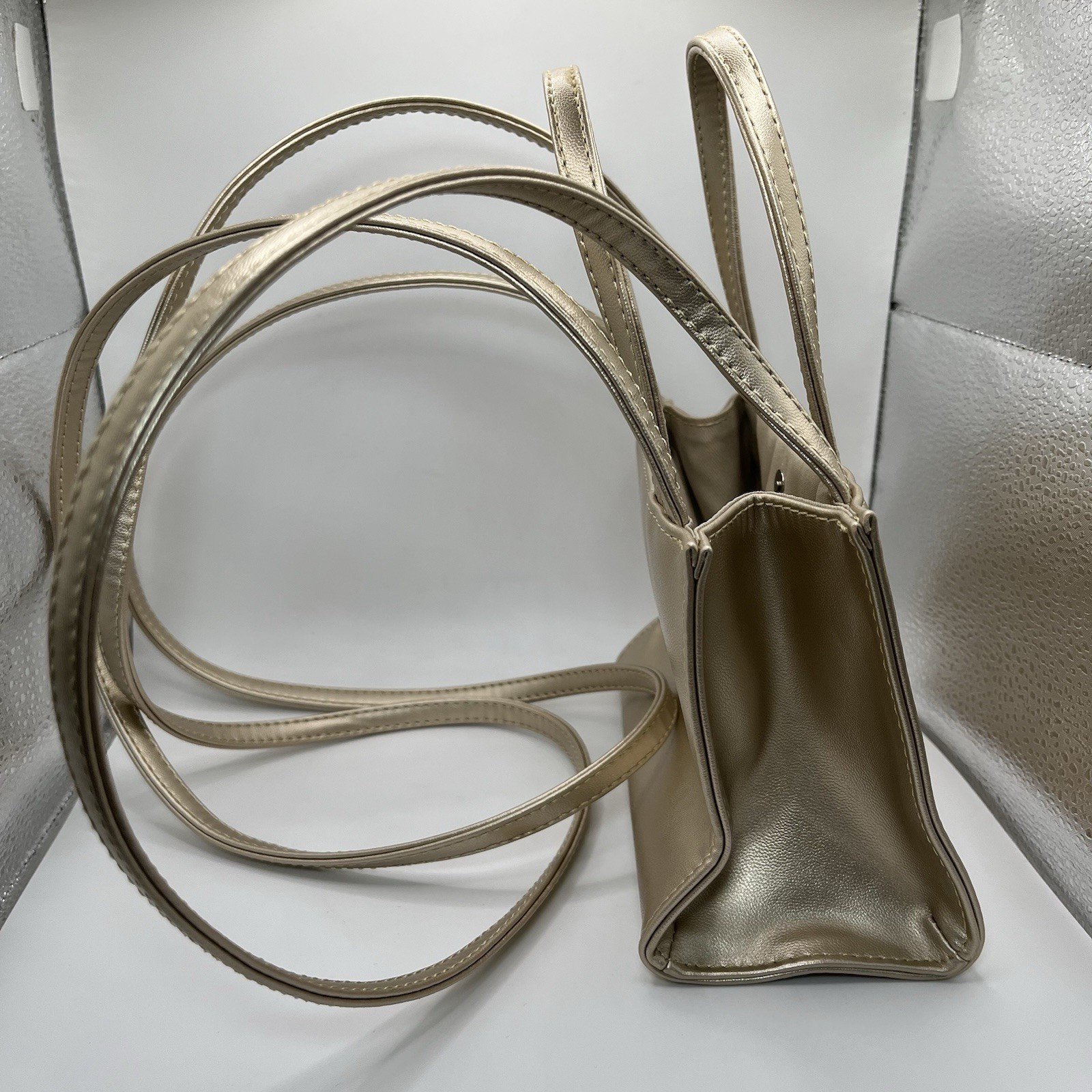 Telfar Small Shopping Bag Gold Vegan Leather Unisex Designer Tote EUC