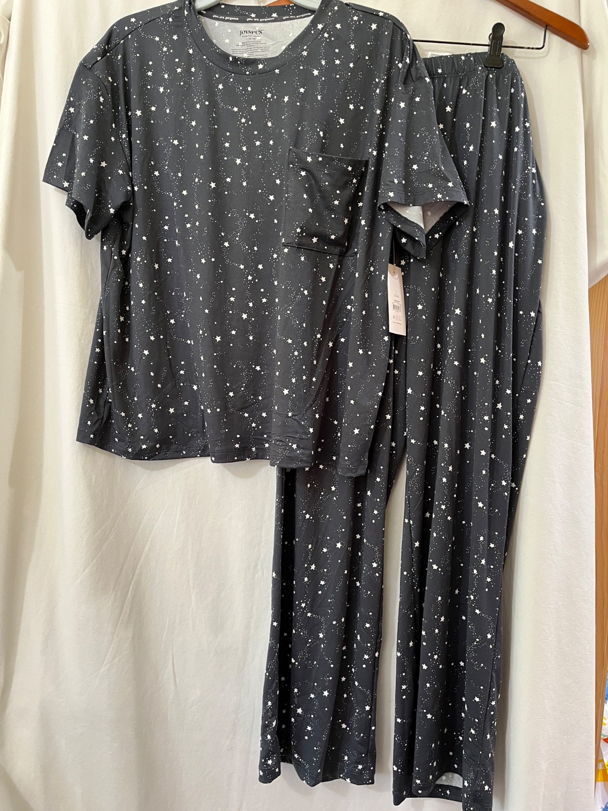 New Joyspun Womens Stars Pants Pajama set Charcoal many sizes