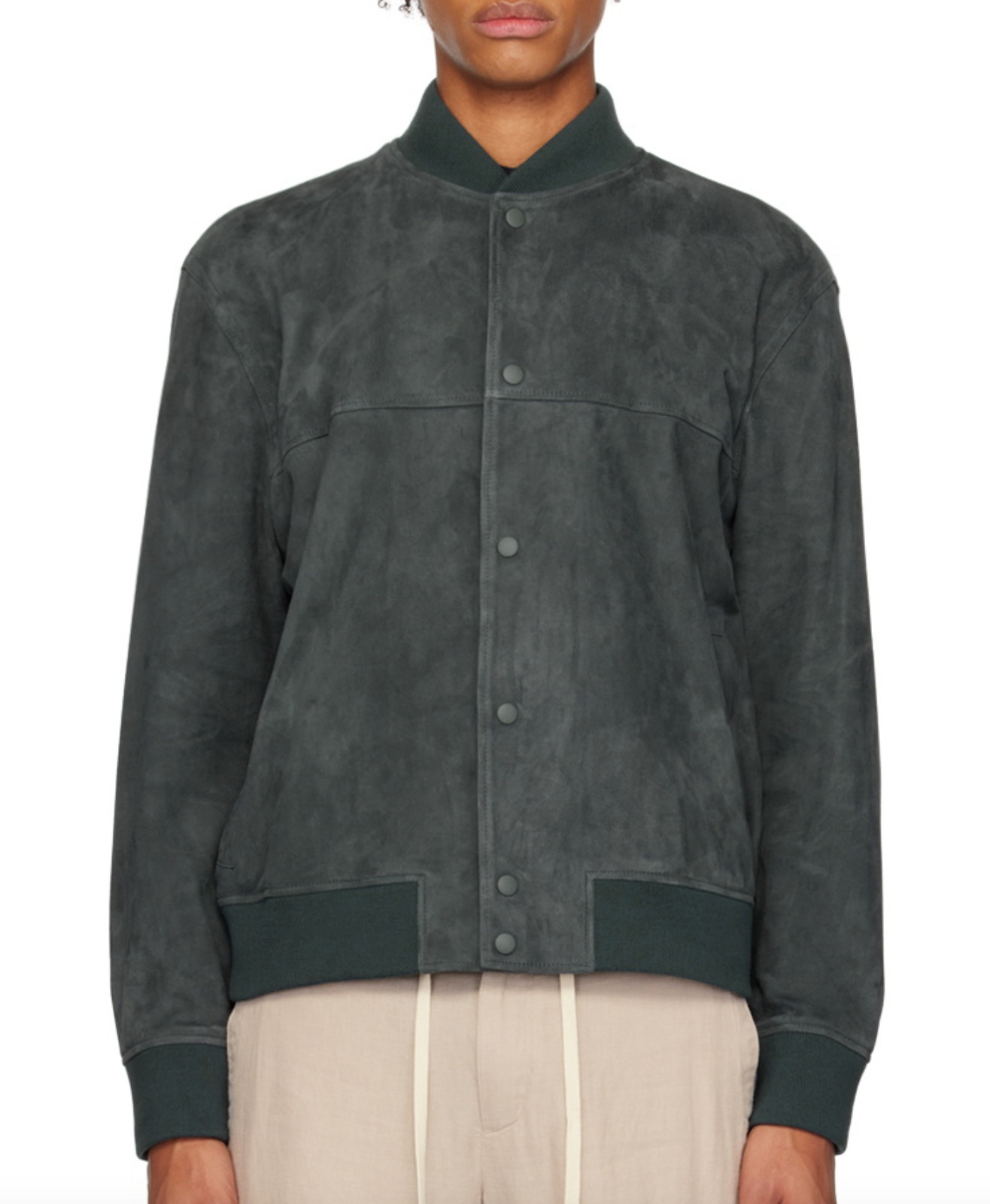NWT Vince Desert Leaf Gray Goatskin Suede Leather Coach Bomber Jacket Sz S $1250