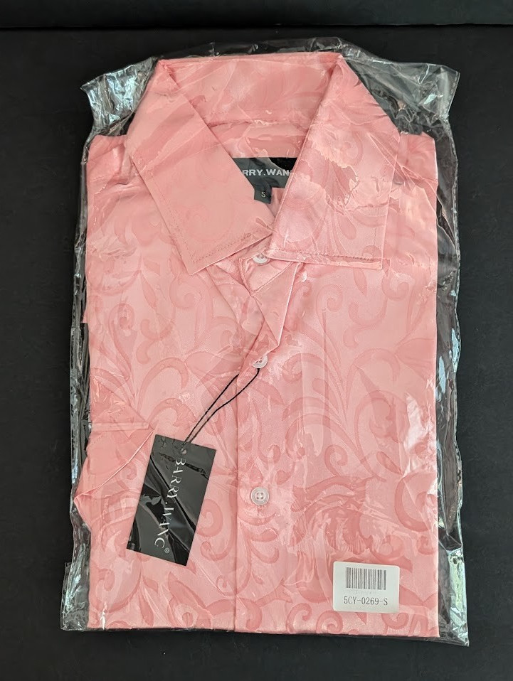 New Barry Wang Pink Paisley Men’s Shirt Sleeve Shirt Size S