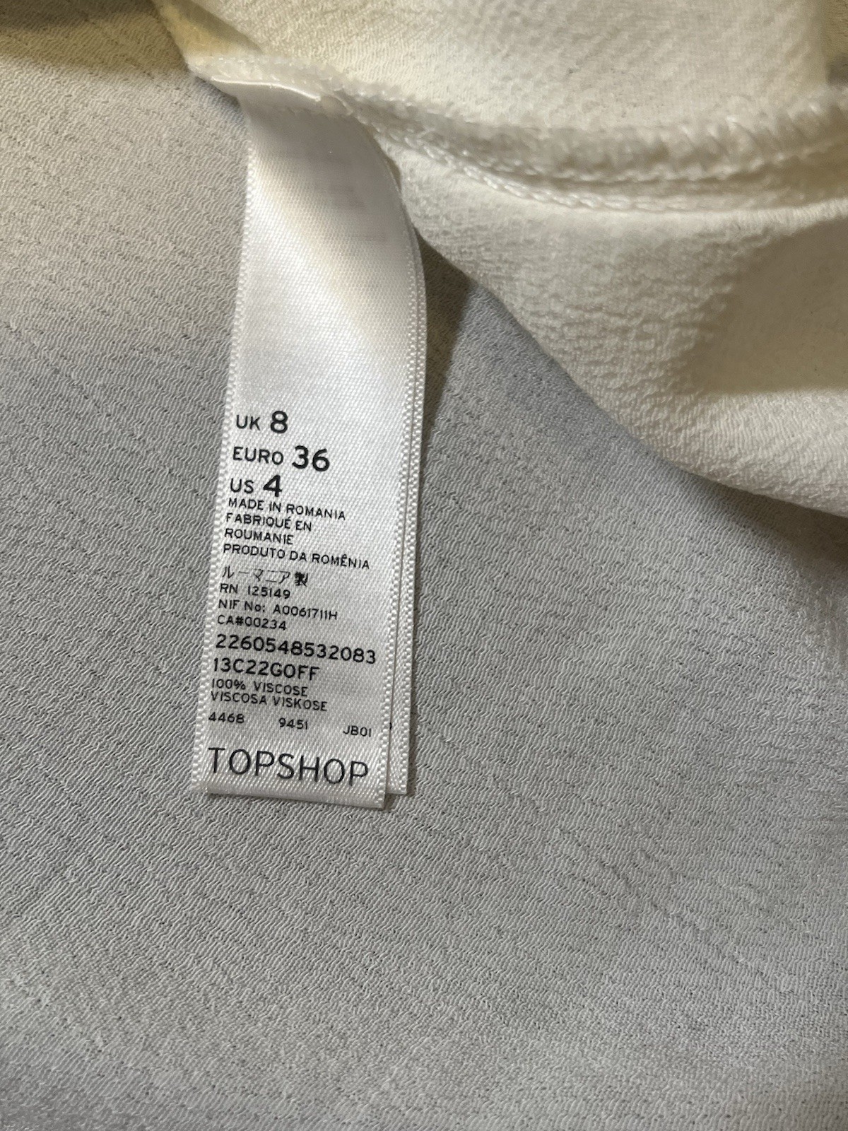 NWT Topshop White Sleeveless High Low Hem Tunic Tank Top UK 8 US 4
