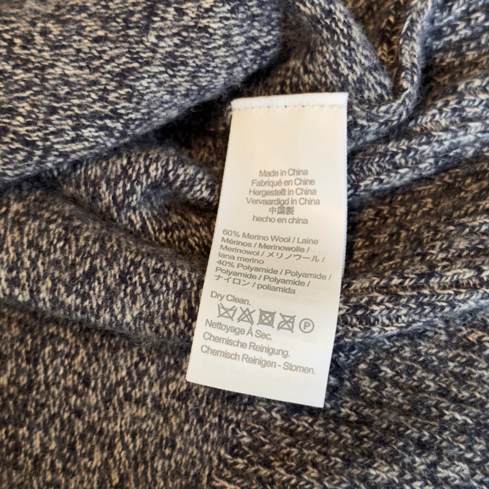 J.Crew Rugged Merino Wool Blend Marled Crewneck Sweater Mens Large Gray