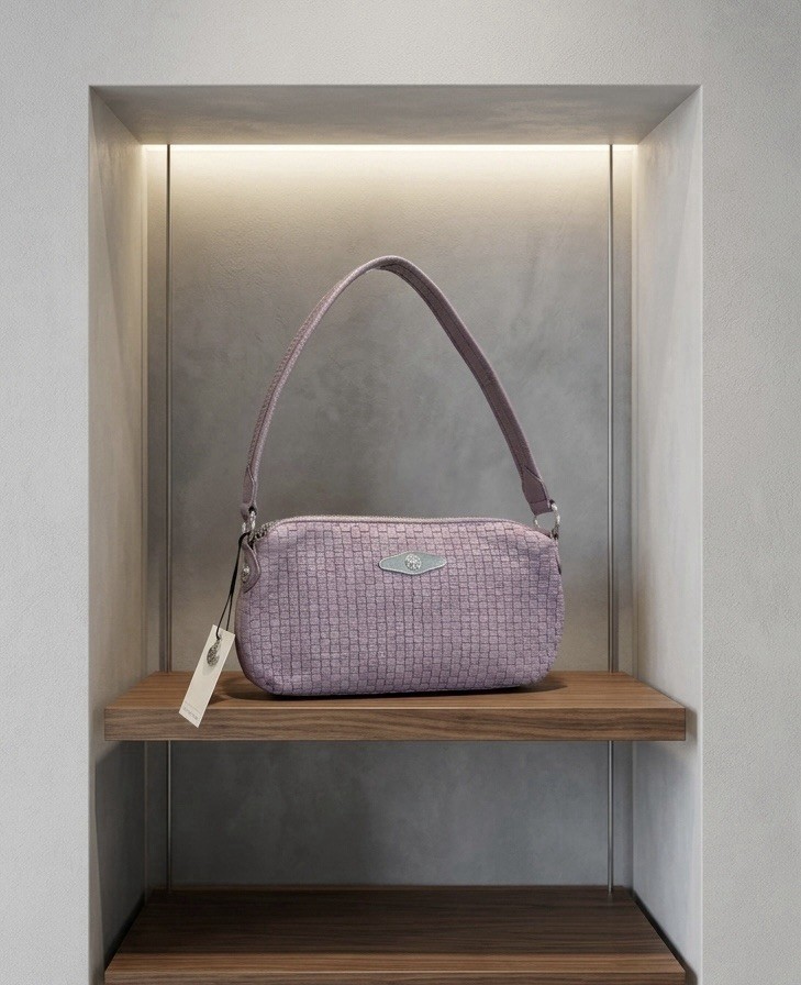 Elliott Lucca Vintage 90s Basket Woven Small Leather Bag Lavender Orchid Purple