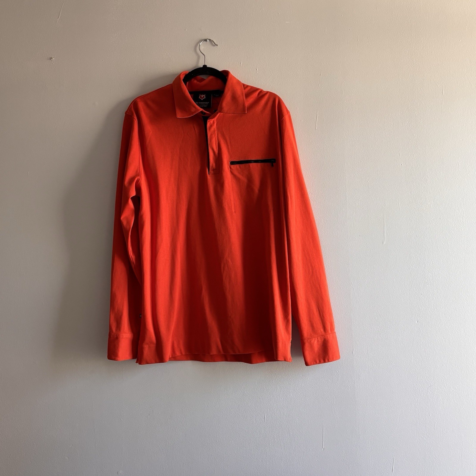 Victorinox Men Large Swiss Army Red Sweater 1/4 Zip Elbow Patch Cotton Blend NWT