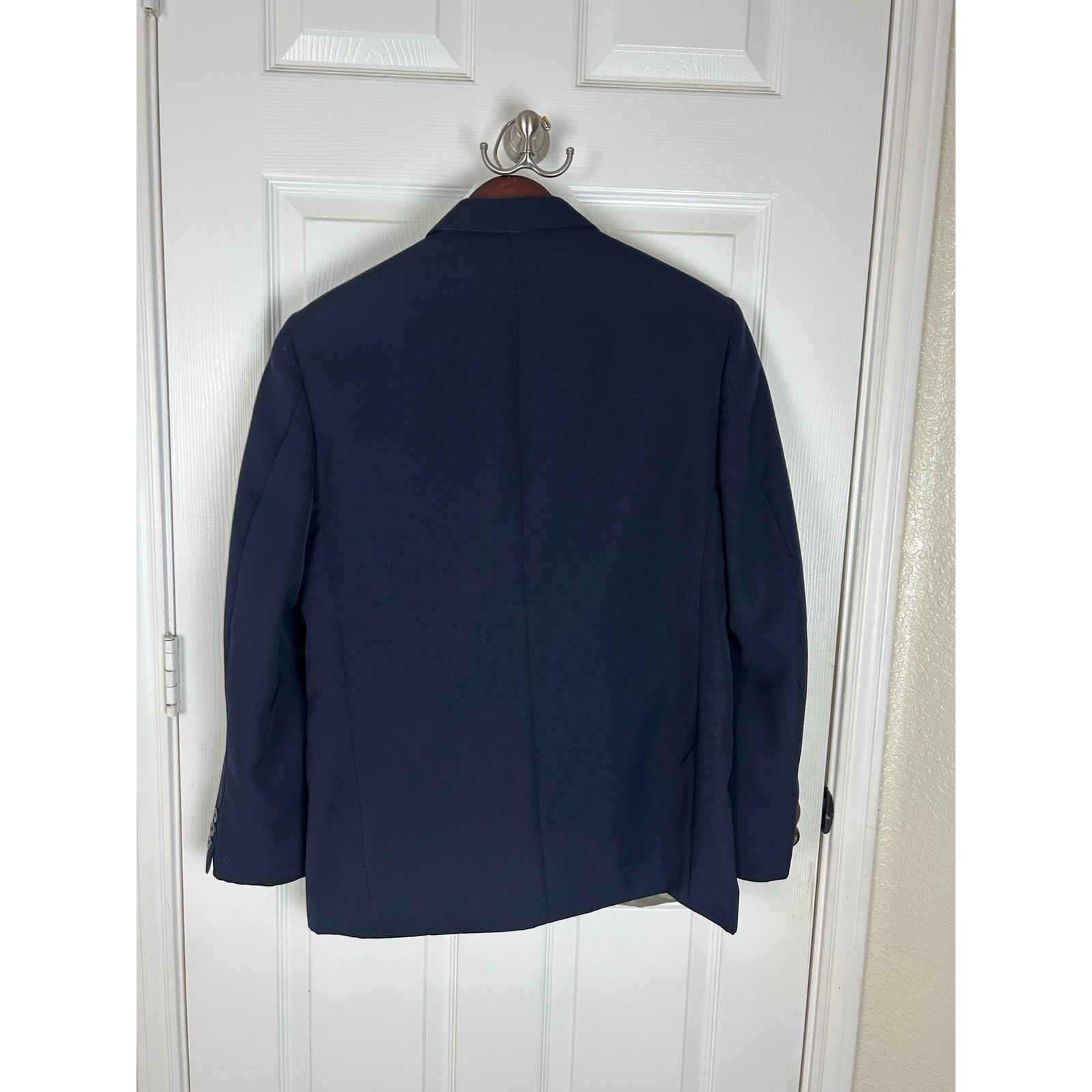 Givenchy Monsieur Wool Blazer — Solid Navy, 4G Logo 40R US
