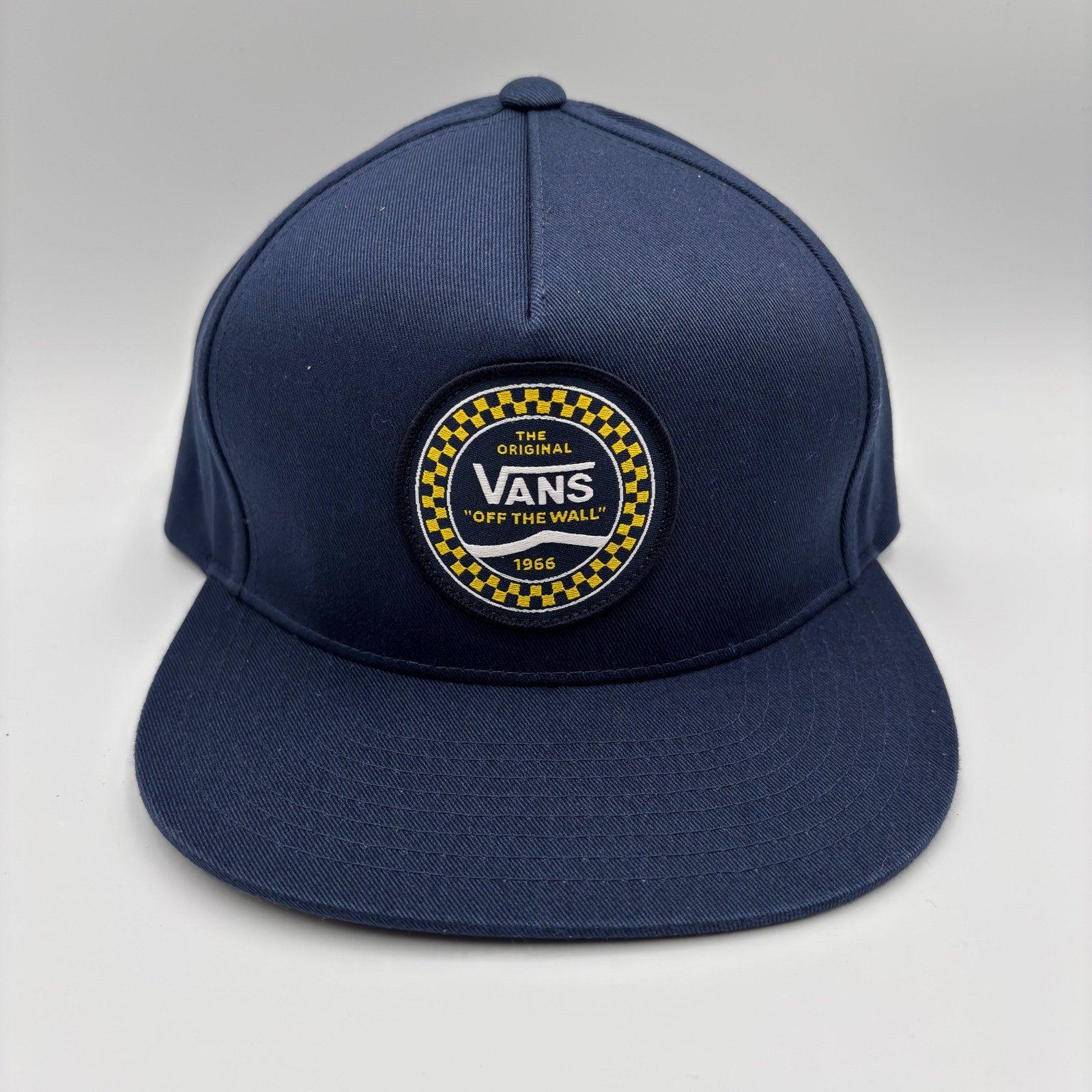 Vans Off The Wall Navy Blue Checkered Side Snapback Hat VN0A3I7ALKZ OS NEW