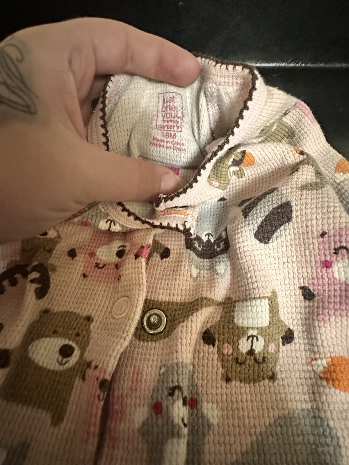 Just One You by Carter’s 6M Cotton Knit Animal Print Footless Coverall Pink