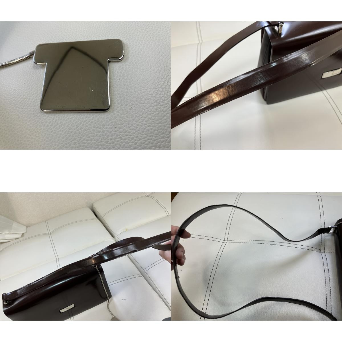 GUCCI Vintage Brown Patent Leather Shoulder Bag 001.3444.1746 Italy