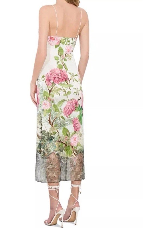 Alice & Olivia Floral Julietta Cutaway Lace MIDI Dress NWT MSRP $495 Sz 6