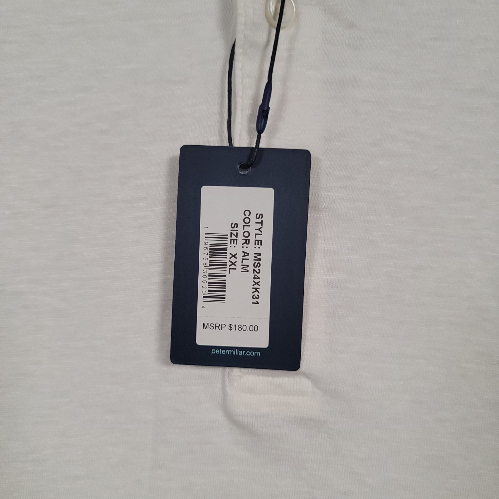 Peter Millar Crown Crafted Greystone Polo Men XXL White Almond 100% Linen