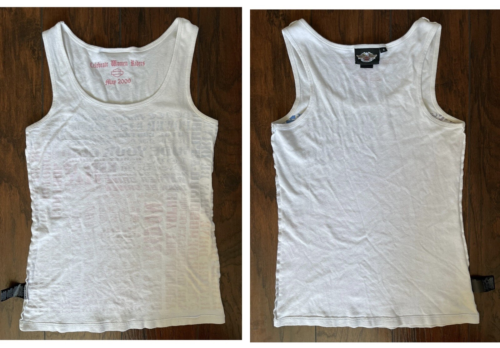 Y2K 2000s Harley Davidson Celebrate Women Riders May 2009 White Tank Top Size M