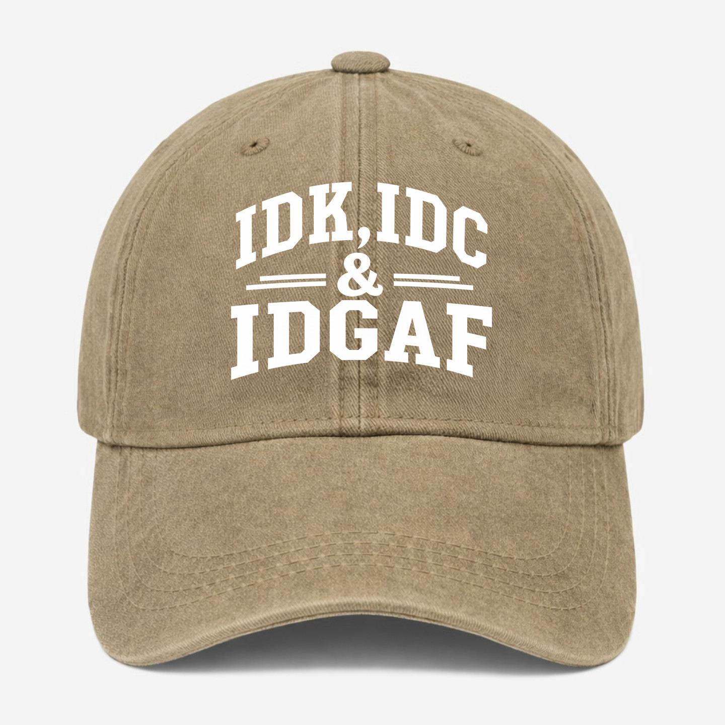 Funny IDK IDC IDGAF Hat Vintage Washed Cotton Baseball Cap Adjustable Unisex