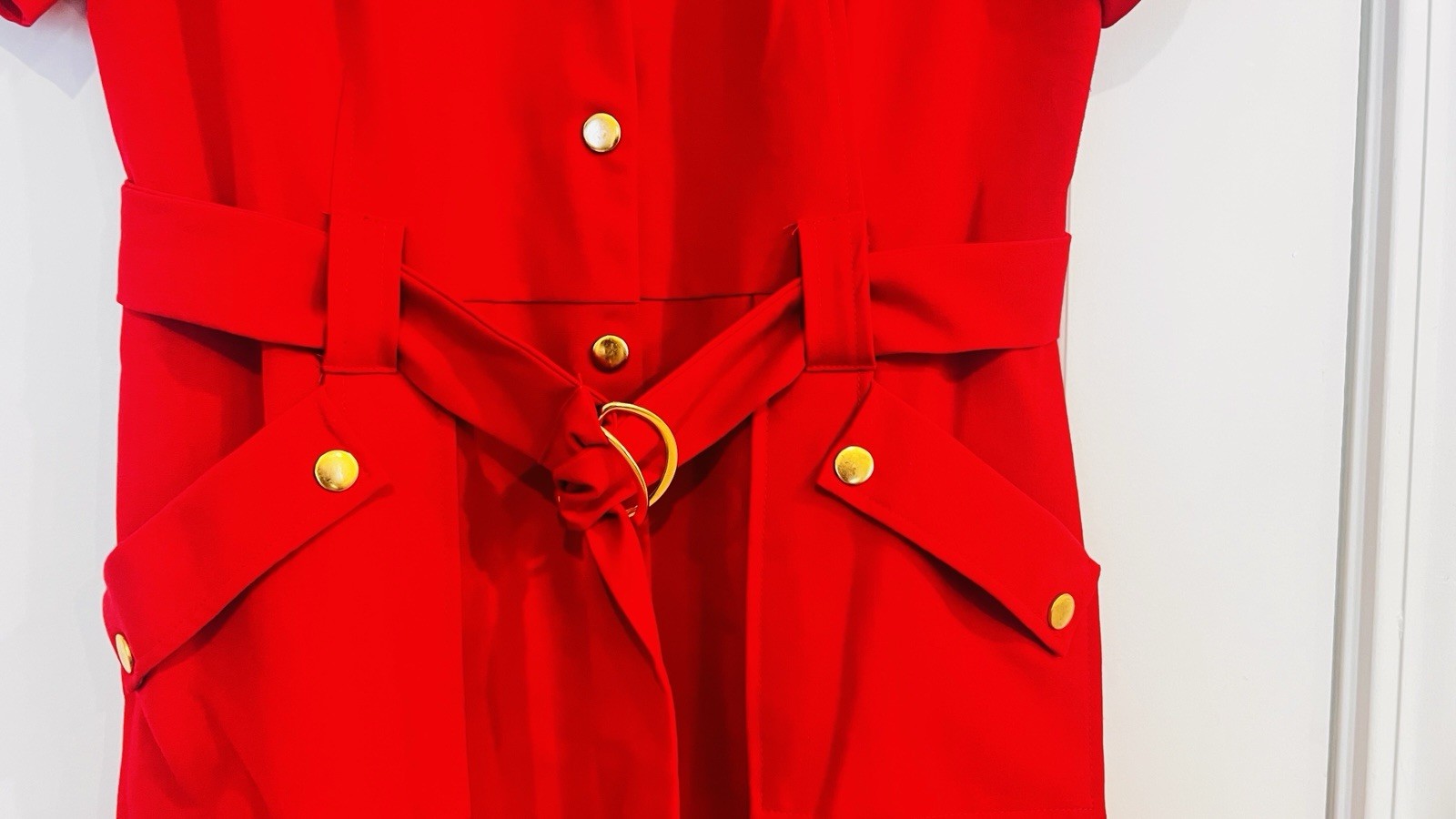 Sharagano Red Utility Zip Belted Women’s Shirt Dress Size 10