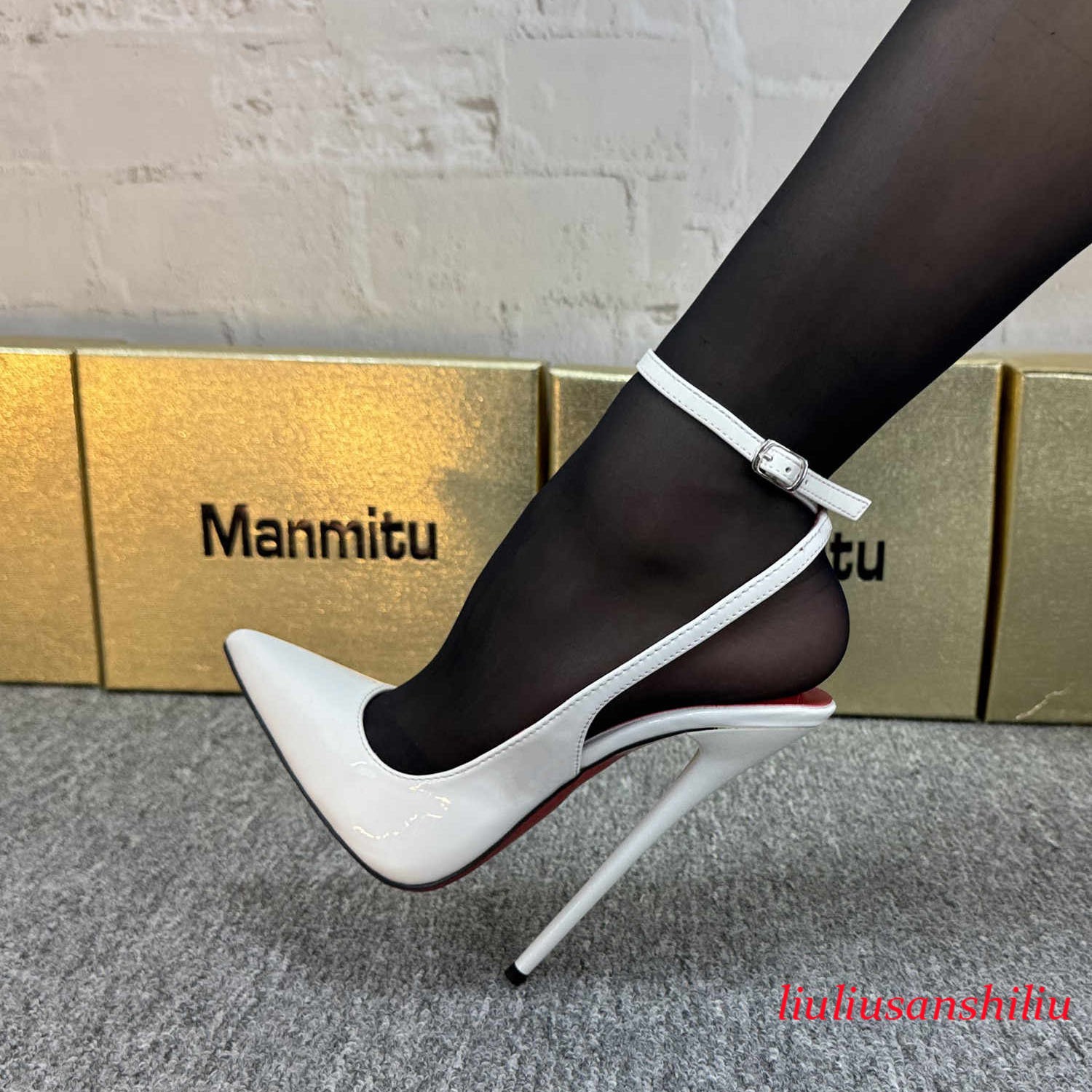 12/14/16cm High Heel Stiletto Pointed Toe Slingback Sandals Ankle Strap Pumps