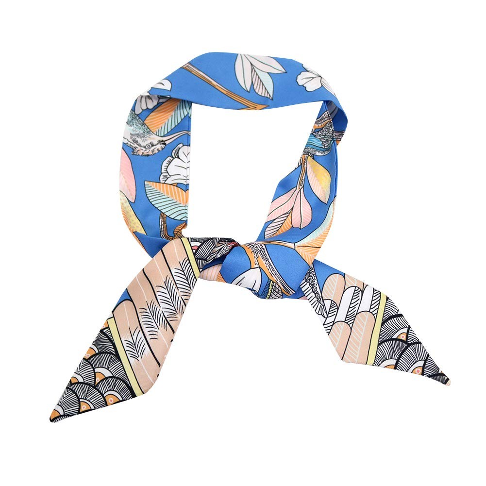 Fashion Natural Flower Bird Printing Handbag Handle Ribbon Scarf Neck Scarf