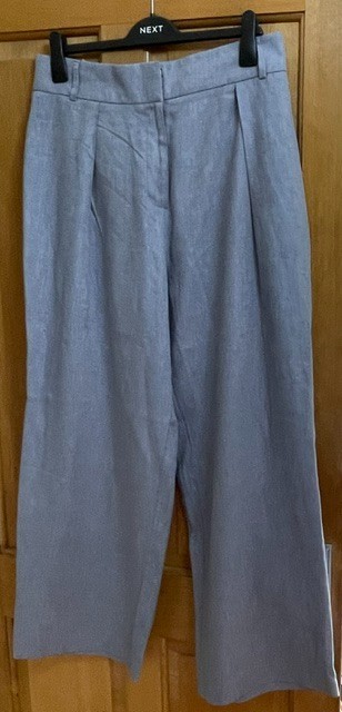 Next linen size 16 wide-legged trousers, pockets, elasticated back, zip
