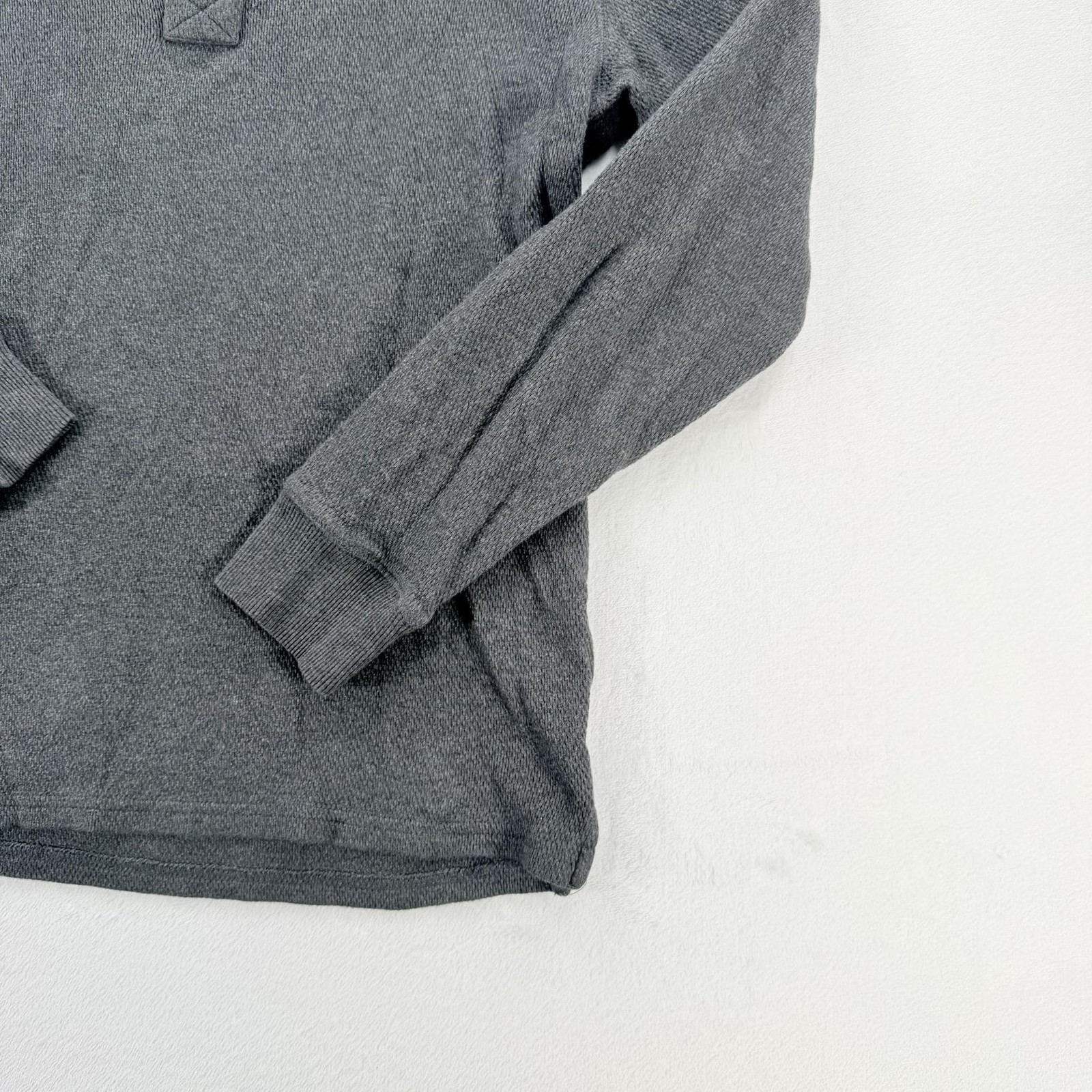 ROWM Shirt Mens Small Gray Thermal Henley Long Sleeve Waffle Knit Cotton