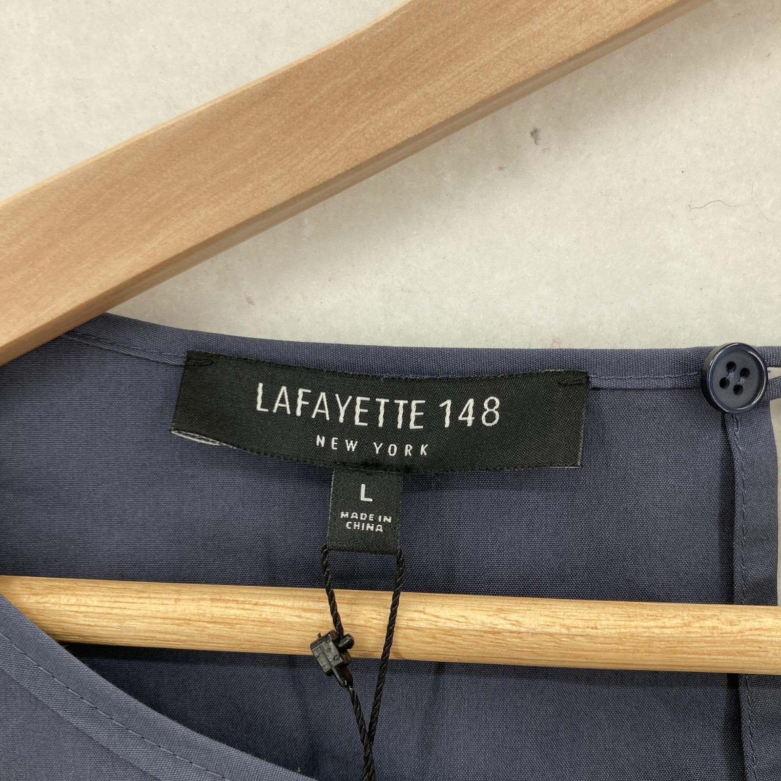 Lafayette 148 New York Dress Womens Large Blue Note Tie Cuff Shift Bow Sleeve