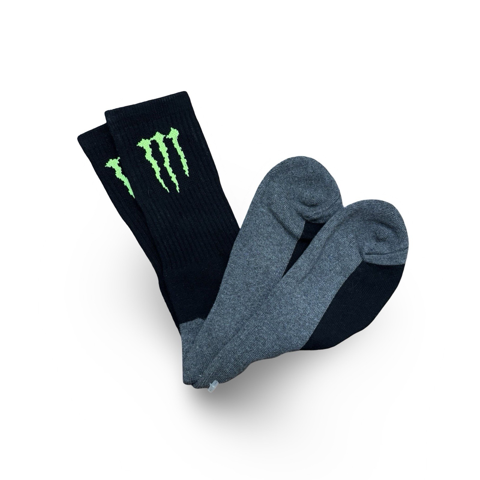 Monster Energy Black Crew Socks Nylon Polyester Blend NEW Skate BMX Sports