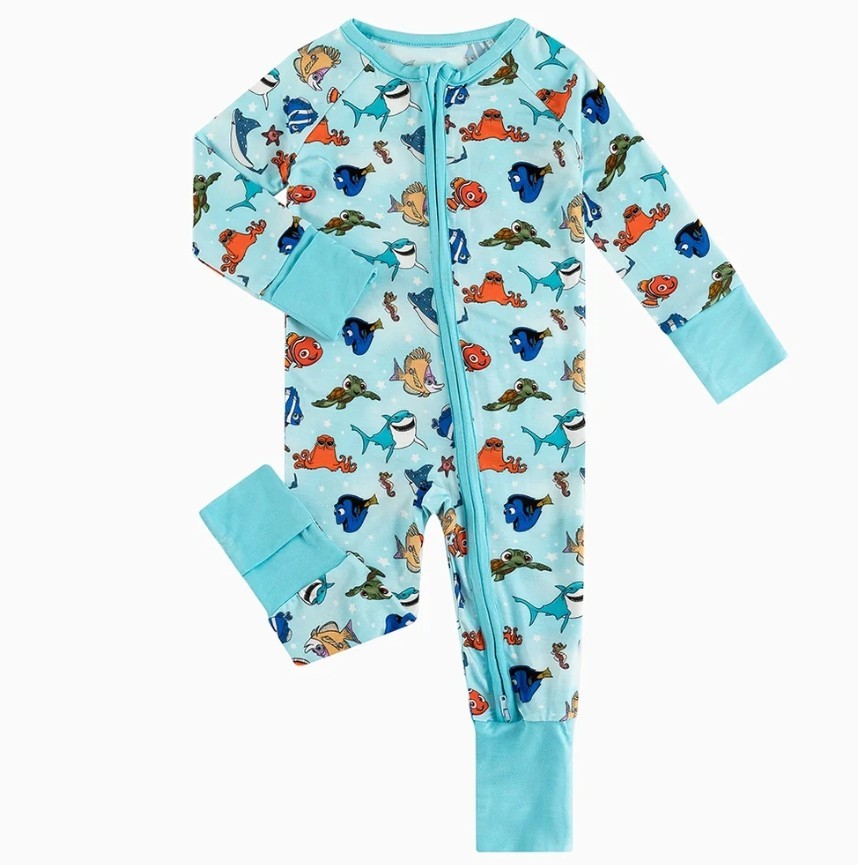 NEW Nemo Monster’s Inc Princess Lion King Fox Hound Baby Bamboo Pajamas Sleeper