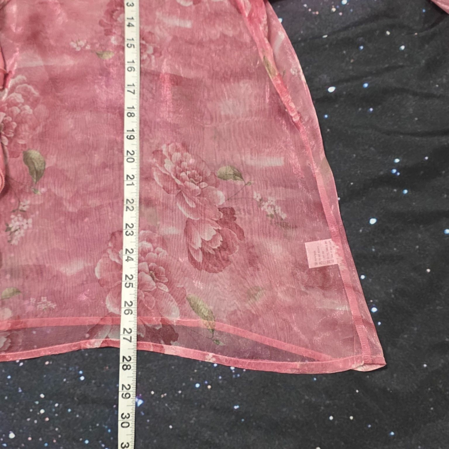N by Niki XXL Pink Floral Shimmer Ruffle Blouse Sheer Long Sleeve Top MSRP $79