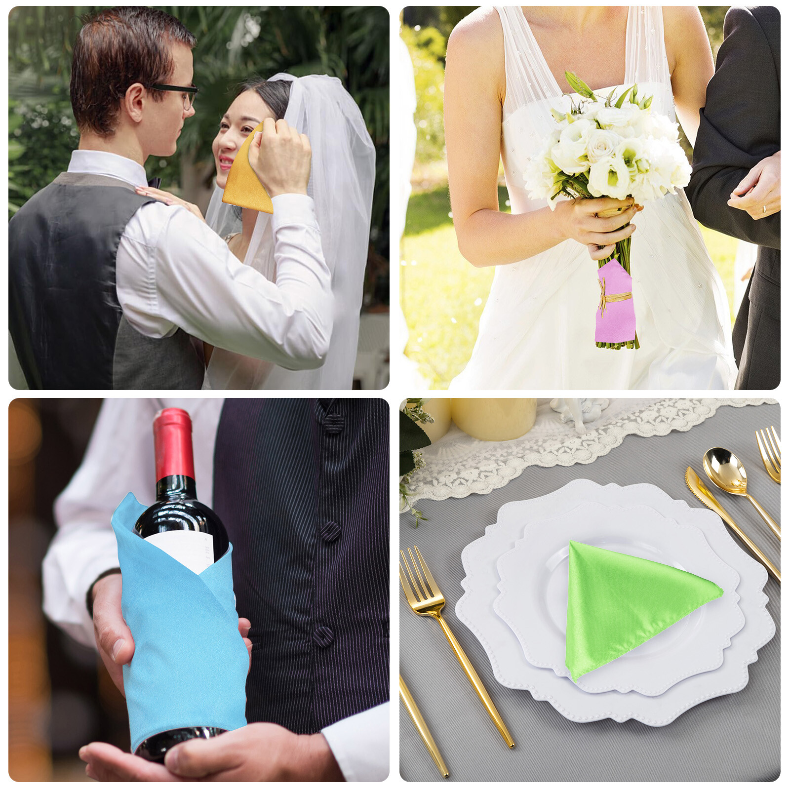 30pcs Men Silk Satin Pocket Square Handkerchief Plain Solid Color Wedding Party