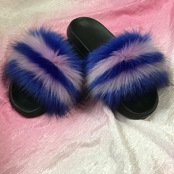 Faux Fur Slides Fuzzy Fluffy Slippers Flat Soft Sandals Open Toe – US Seller