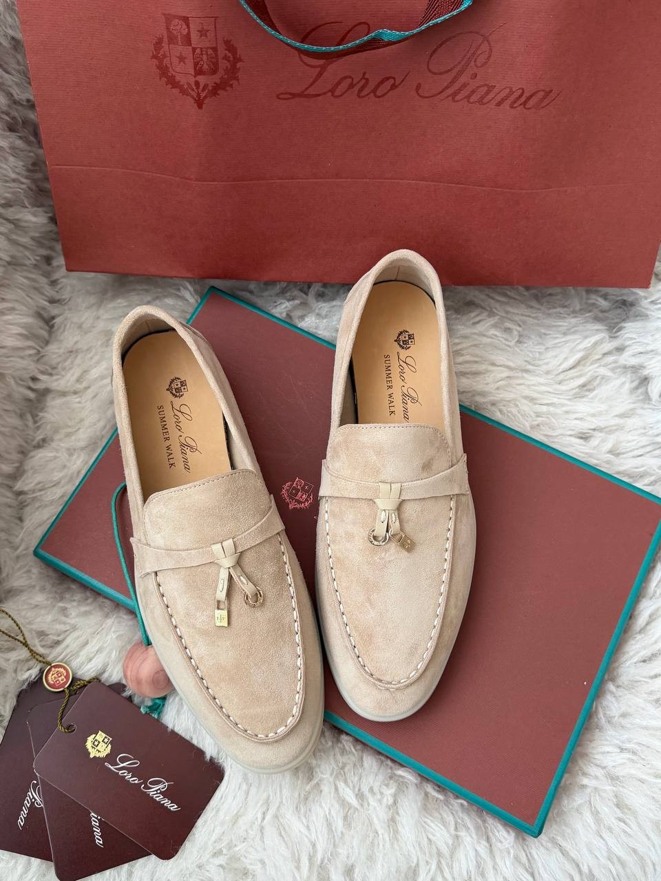 Loro Piana Summer Walk Loafers Women Beige Suede EU 38 US 8