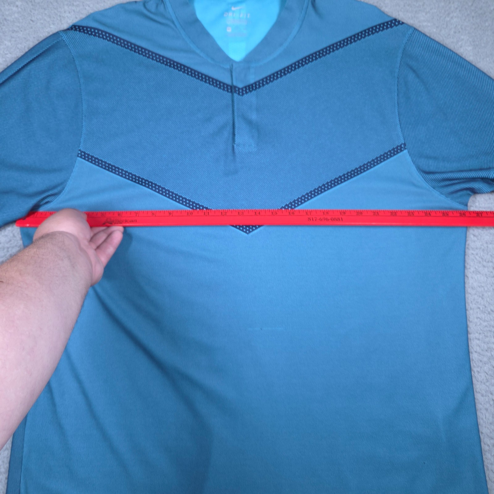 Nike Tiger Woods Collection Shirt Men’s 2XL Blue Blade Collar Chevron Golf Polo