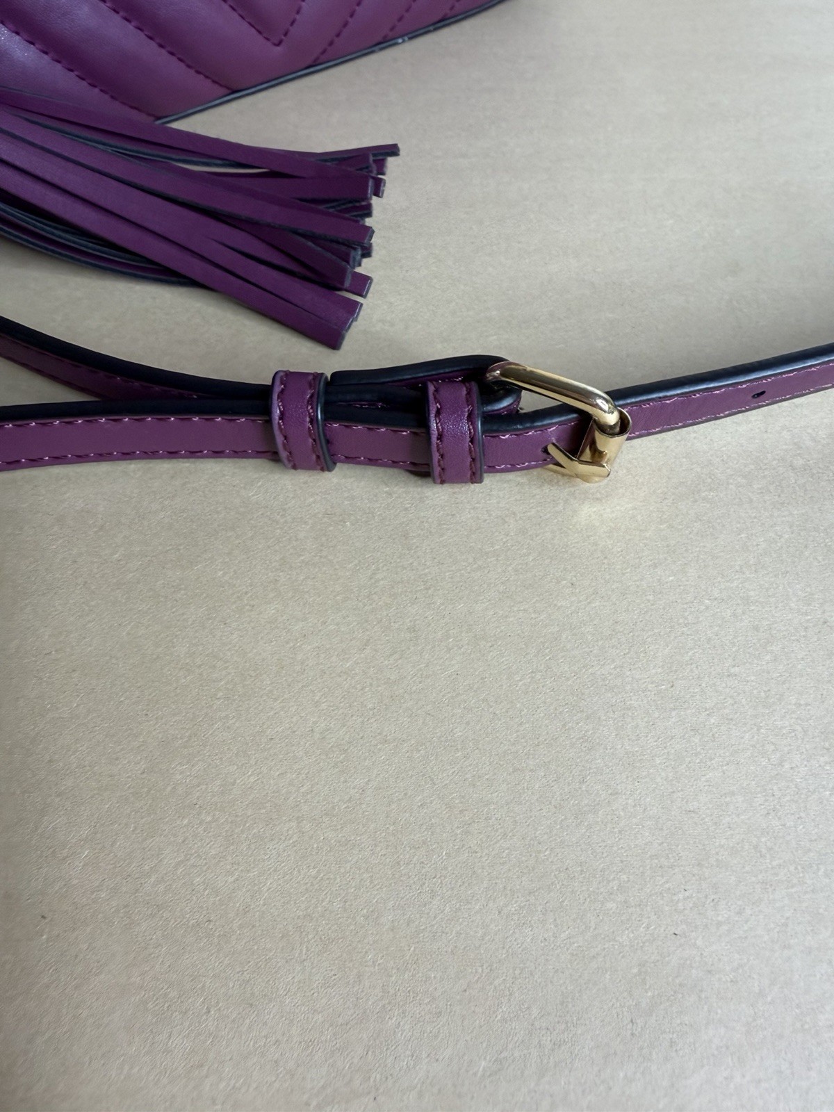 ALDO Purple Quilted Crossbody Bag Double Zip Tassel Gold Tone Hardware
