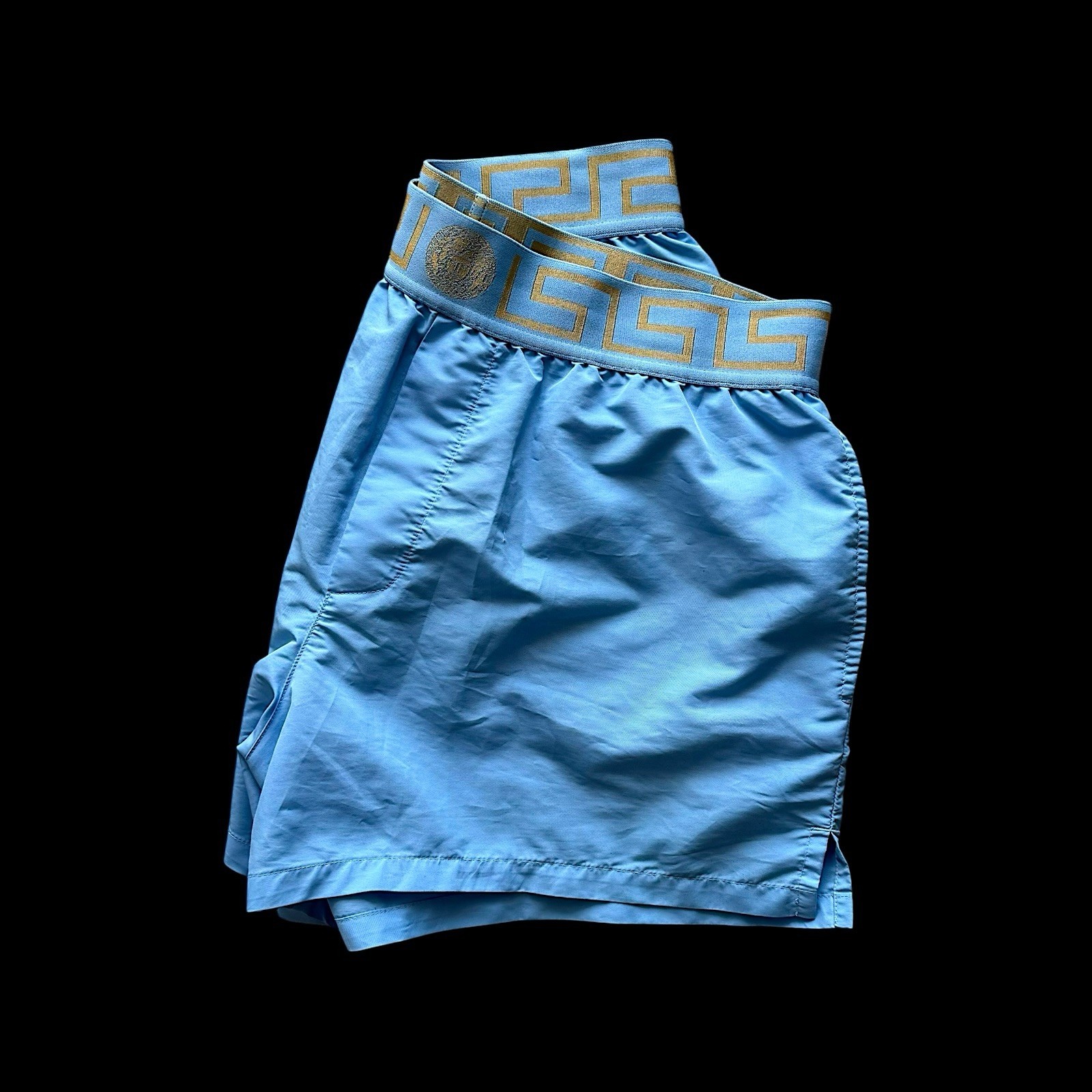 Versace Men’s Gold Greeca Stripe Swimwear Swim Shorts Versace sz 5 US M IT 50