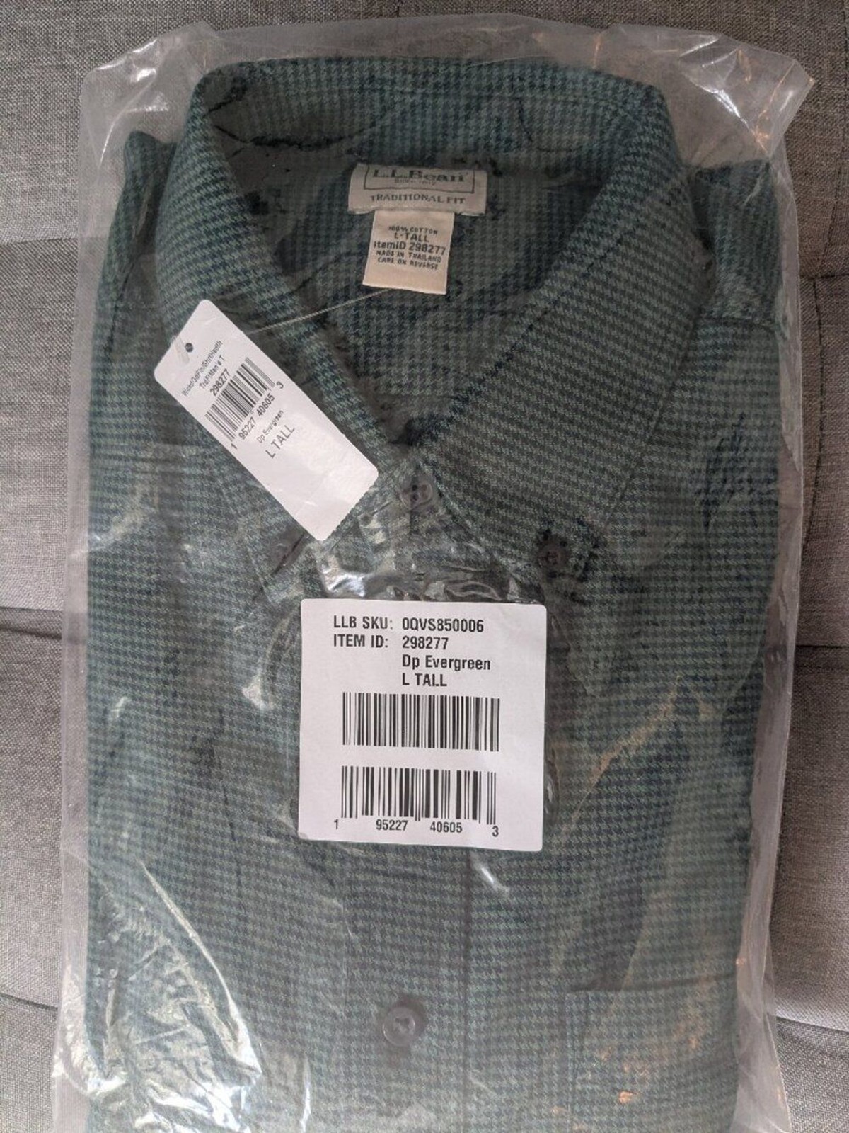 L.L. Bean Wicked Good Flannel Shirt – Deep Evergreen Houndstooth – L Tall