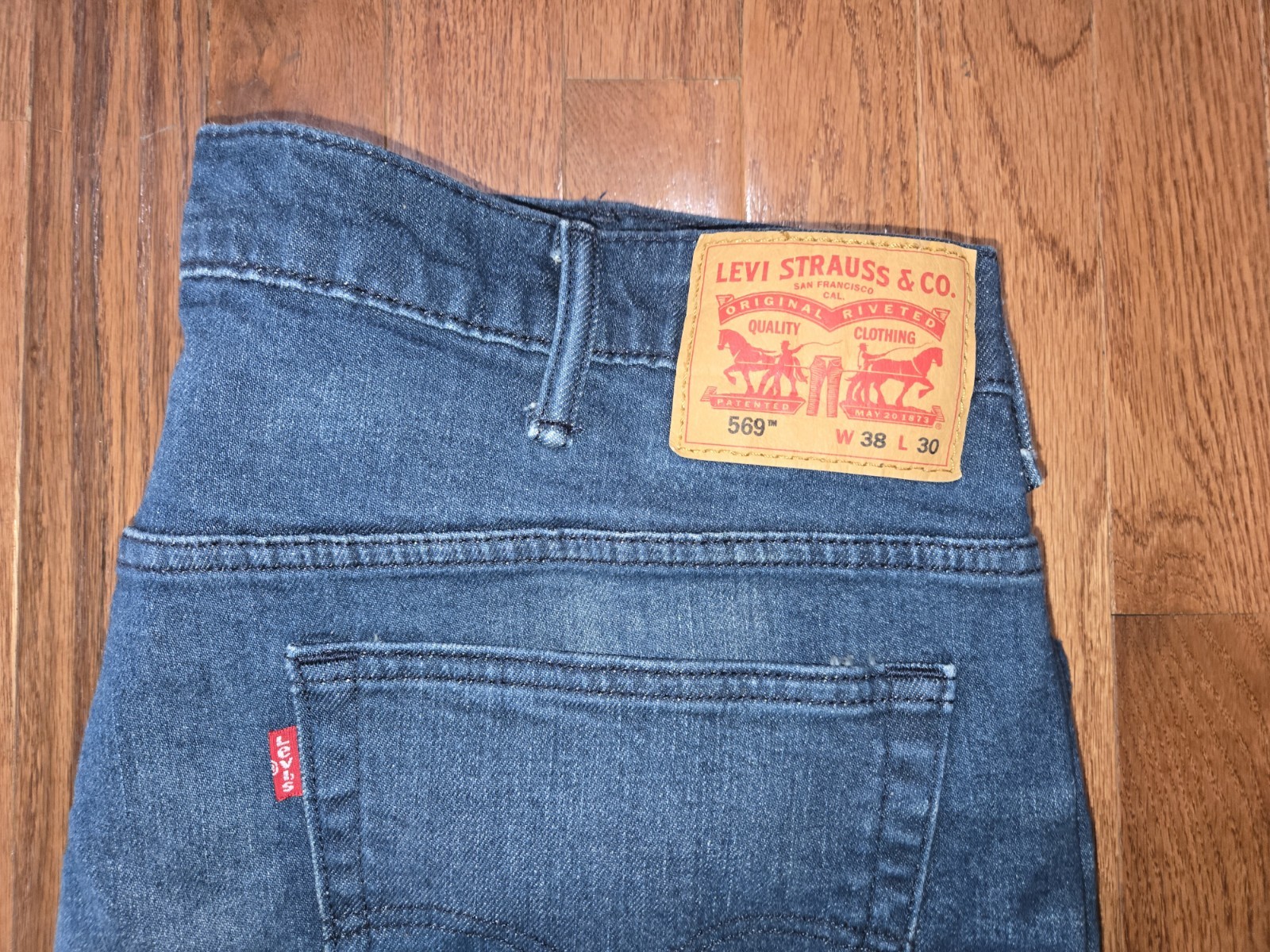 MENS LEVI’S 569 38X30 (FIT 38X28) LOOSE STRAIGHT FIT DARK BLUE JEANS A+ HEM JOB