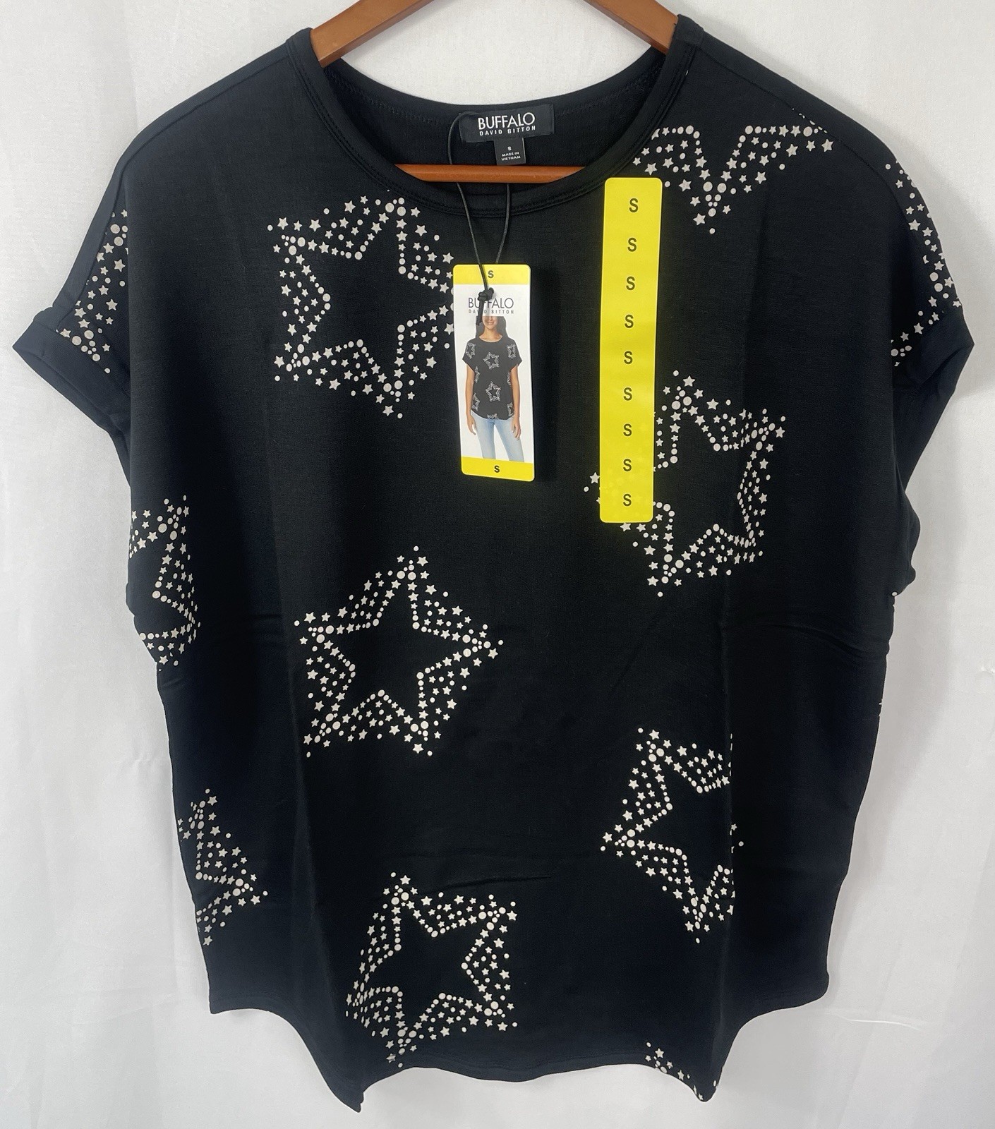 Buffalo Ladies French Terry Short Sleeve Top Pick Size Pink, Black or Lilac NWT