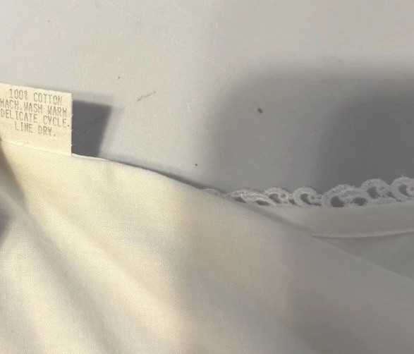 New Eileen West 100% Cotton Nightgown P White Long Sleeve Prarie 53” USA NWT