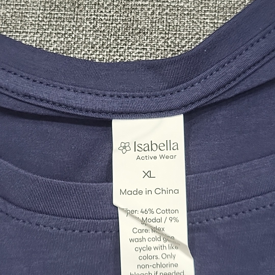 Isabella Womens Lightweight Combo Mesh Top X-Large Size Navy Modern Shirt