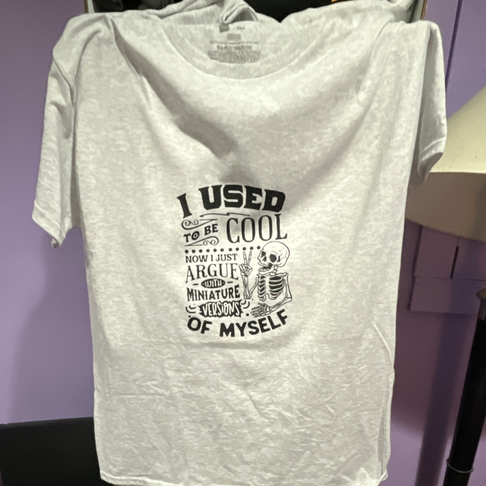 Hanes Gray Cotton Blend Short Sleeve Crew Neck Tagless Graphic Tee Mens M