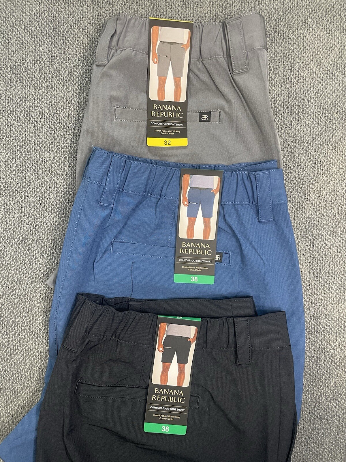Banana Republic Men’s Comfort Flat Front Short Blue Black Gray NWT