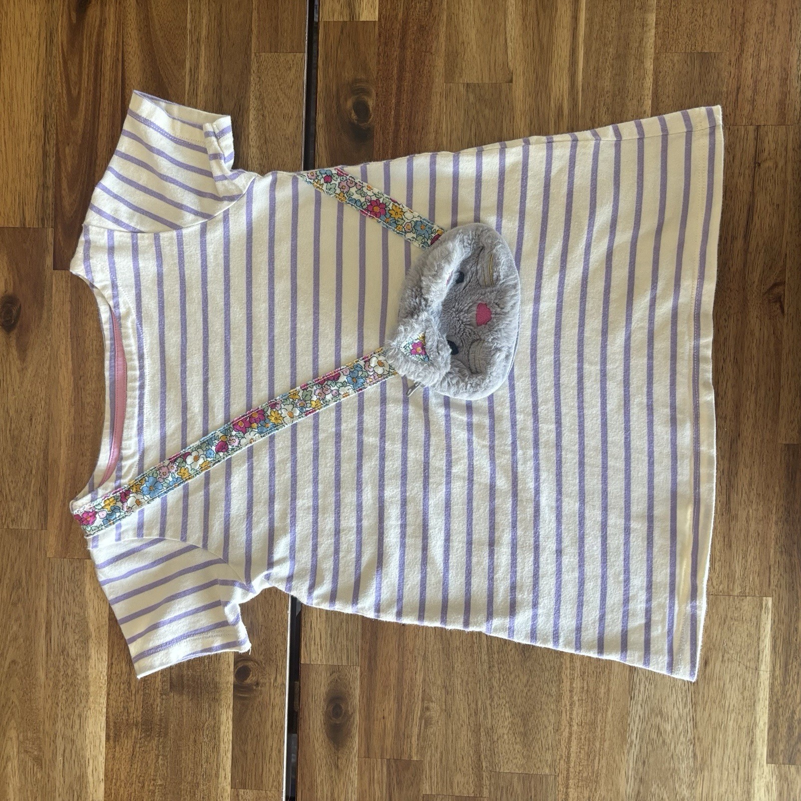 Mini Boden Striped Short Sleeve Cat Purse Tunic Top Size 4-5 Preppy School Play