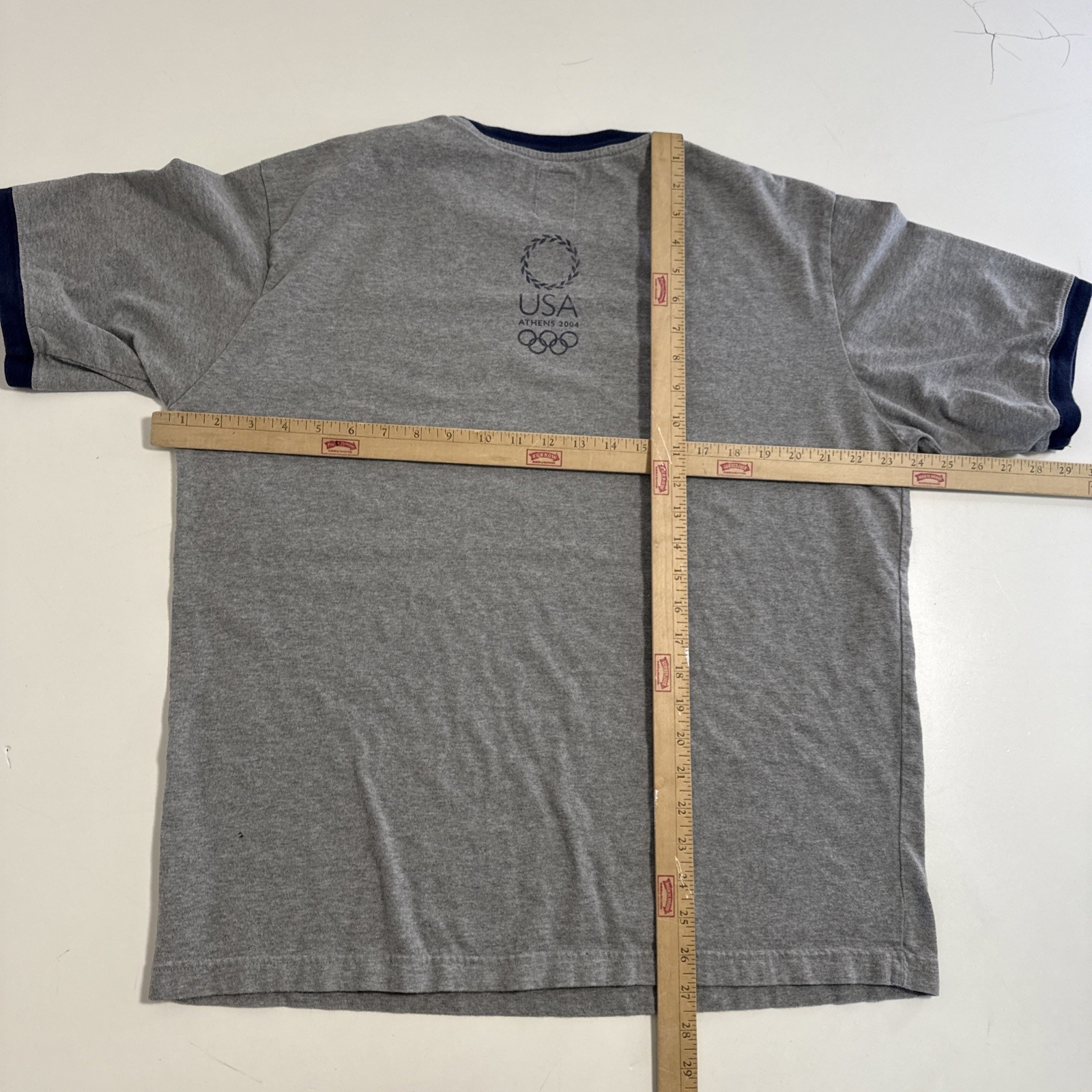 Vintage Roots USA Olympic Ringer T-Shirt Men’s Size Large Gray Short Sleeve 2004