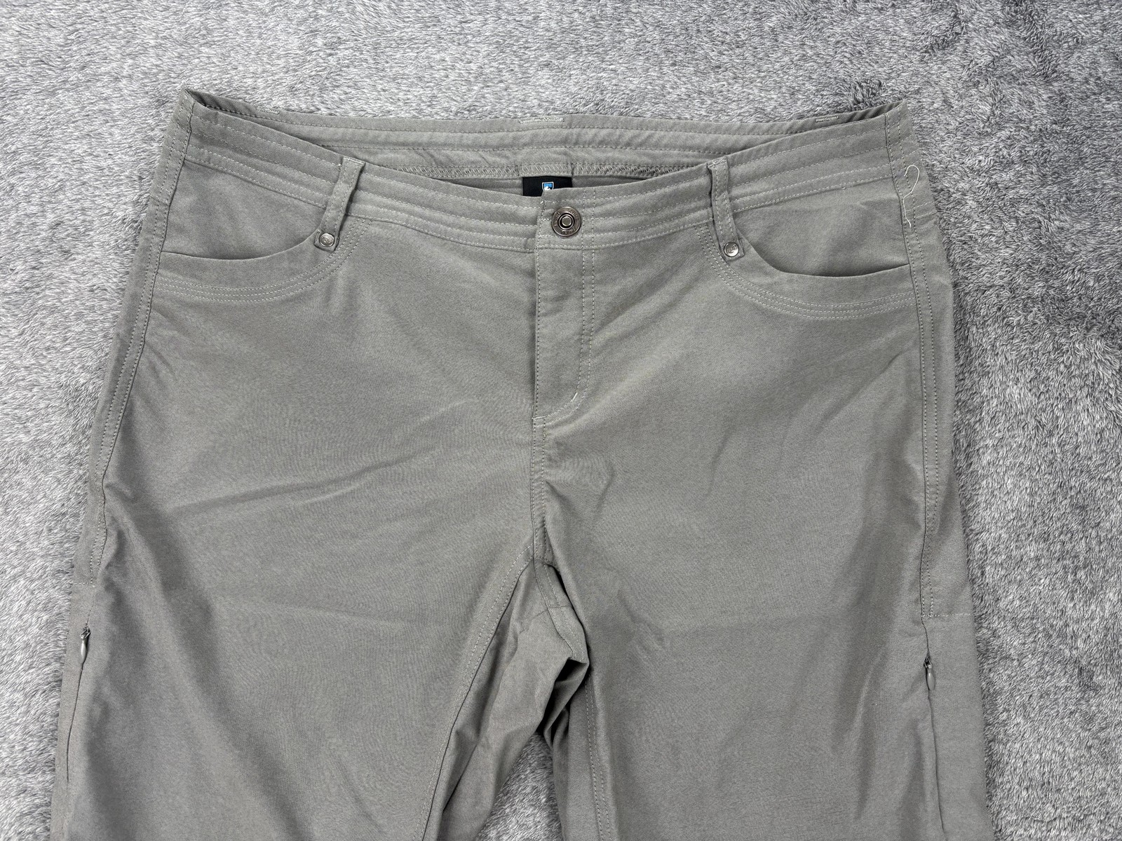 Kuhl Pants Womens 14 Gray Nylon Polyester Twill Capri Zip Pockets Outdoor Travel