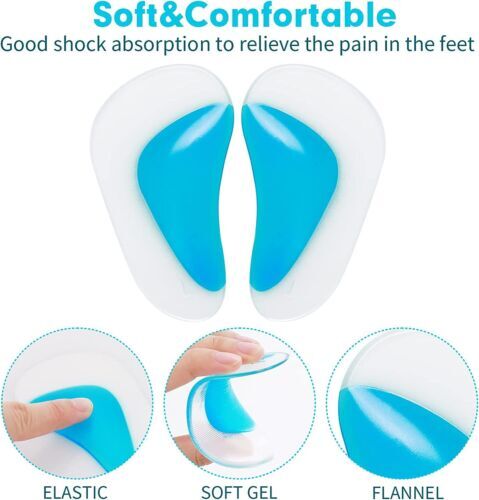 4 Pcs Arch Support Shoe Insoles Plantar Fasciitis Gel Sticky Reusable Cushionss
