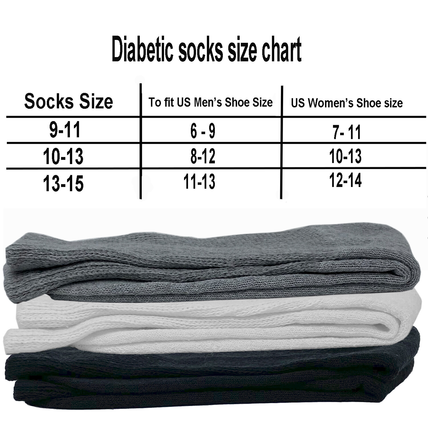 12 Pairs Diabetic Crew Circulatory Socks Health Women Cotton 9 10-15 long BK