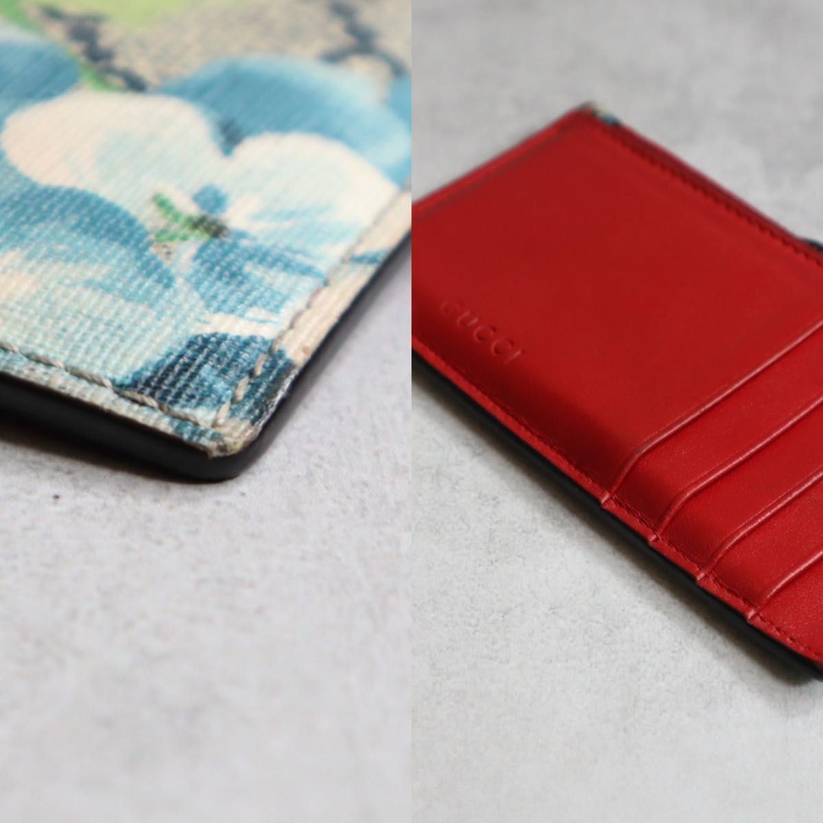 Complete Accessories GUCCI GG Blooms Coin Card Holder Fragment Case Blue Red GG